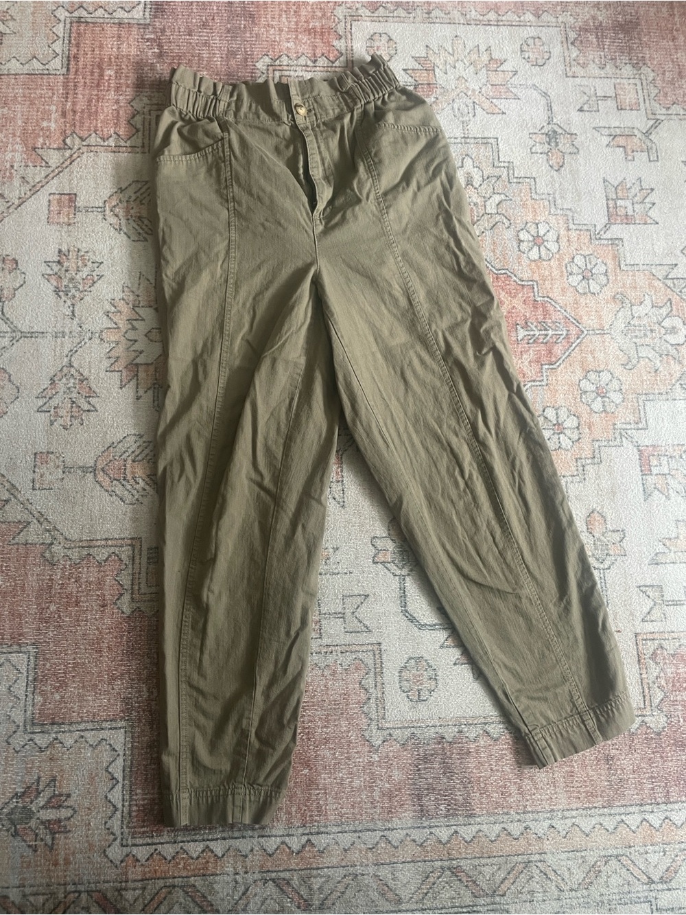 Madewell Olive Green Paperbag-Waist Cargo Pants